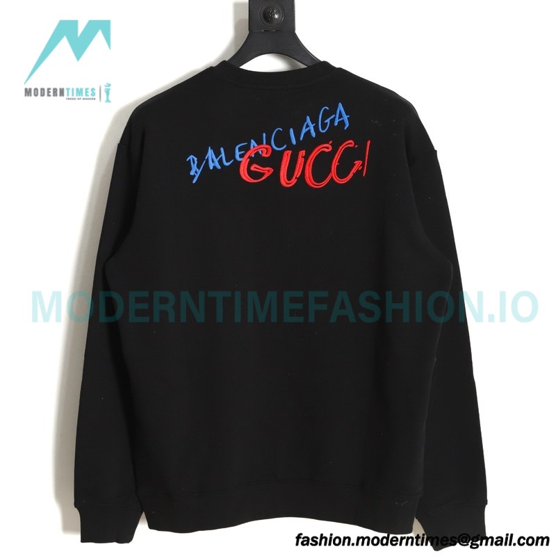 Gucci - Balenciaga Co-branded Embroidered Crew-neck Hoodie
