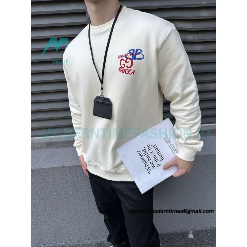 Gucci - Balenciaga Co-branded Embroidered Crew-neck Hoodie