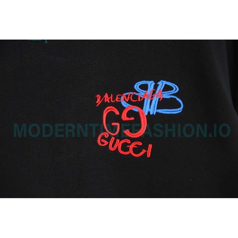 Gucci - Balenciaga Co-branded Embroidered Crew-neck Hoodie