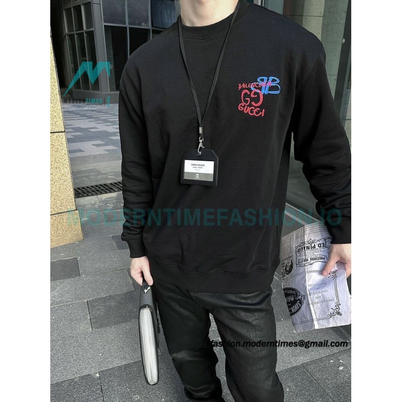 Gucci - Balenciaga Co-branded Embroidered Crew-neck Hoodie