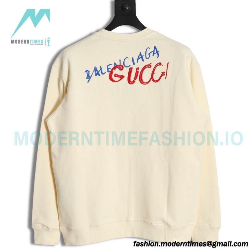 Gucci - Balenciaga Co-branded Embroidered Crew-neck Hoodie
