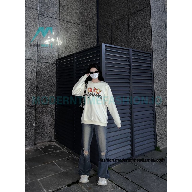  Gucci - Balenciaga Hand Painted Crew-neck Hoodie