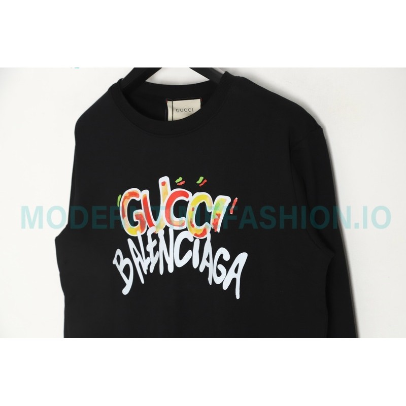  Gucci - Balenciaga Hand Painted Crew-neck Hoodie