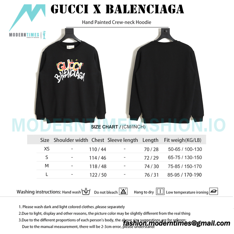  Gucci - Balenciaga Hand Painted Crew-neck Hoodie