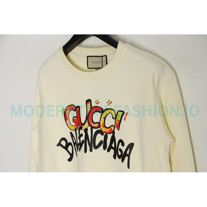  Gucci - Balenciaga Hand Painted Crew-neck Hoodie