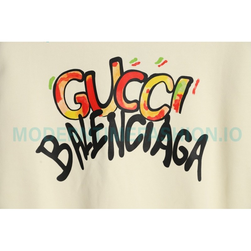  Gucci - Balenciaga Hand Painted Crew-neck Hoodie