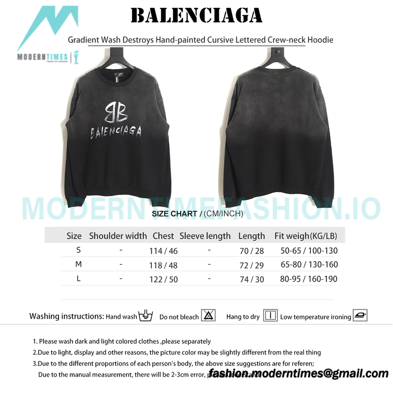 Balenciaga - Gradient Wash Destroys Hand-painted Cursive Lettered Crew-neck Hoodie