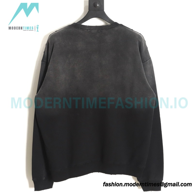 Balenciaga - Gradient Wash Destroys Hand-painted Cursive Lettered Crew-neck Hoodie