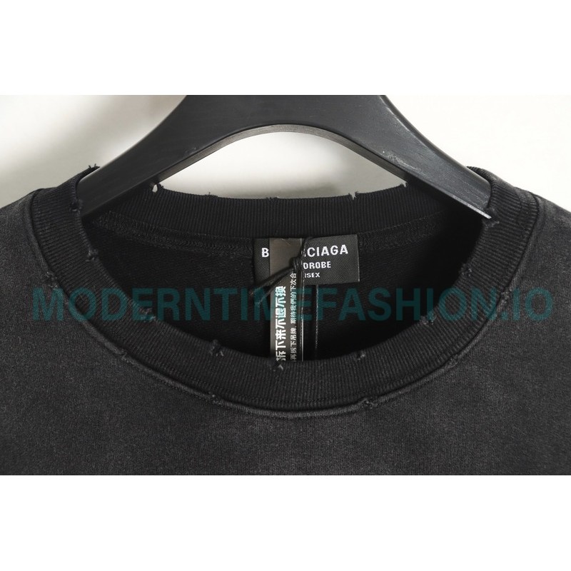 Balenciaga - Gradient Wash Destroys Hand-painted Cursive Lettered Crew-neck Hoodie