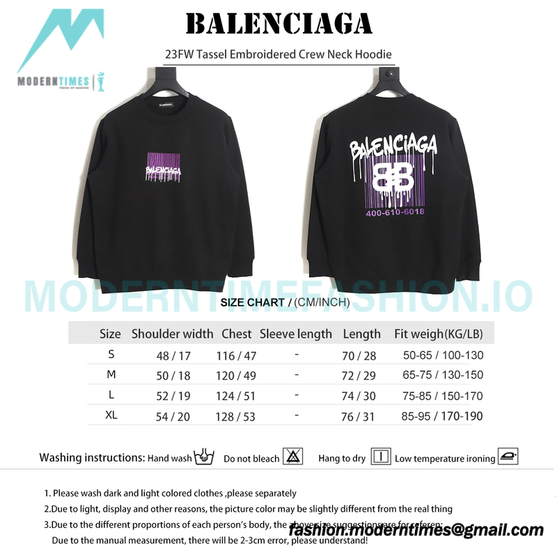 Balenciaga - 23FW Tassel Embroidered Crew Neck Hoodie