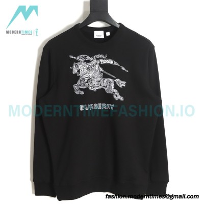 Burberry - 23 New War Horse Equestrian Rider Embroidered Crewneck Hoodie