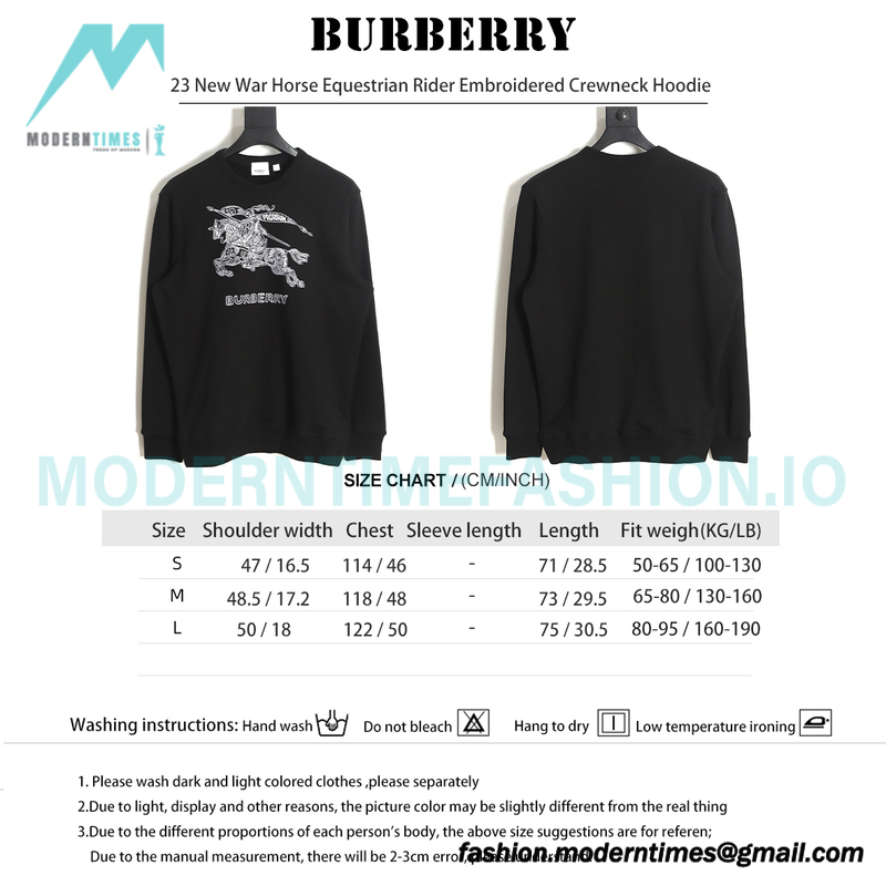 Burberry - 23 New War Horse Equestrian Rider Embroidered Crewneck Hoodie