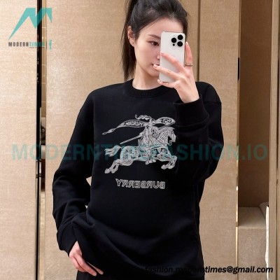 Burberry - 23 New War Horse Equestrian Rider Embroidered Crewneck Hoodie