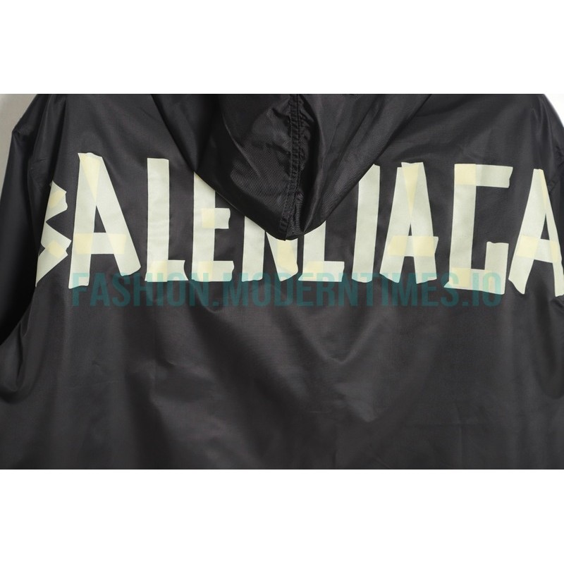 Balenciaga - 23FW New Plain Print Hooded Coat Trench Jacket