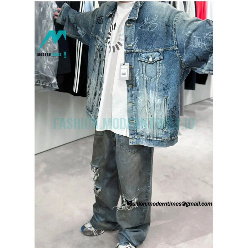Balenciaga - 23FW Heavy Hand Painted Denim Jacket