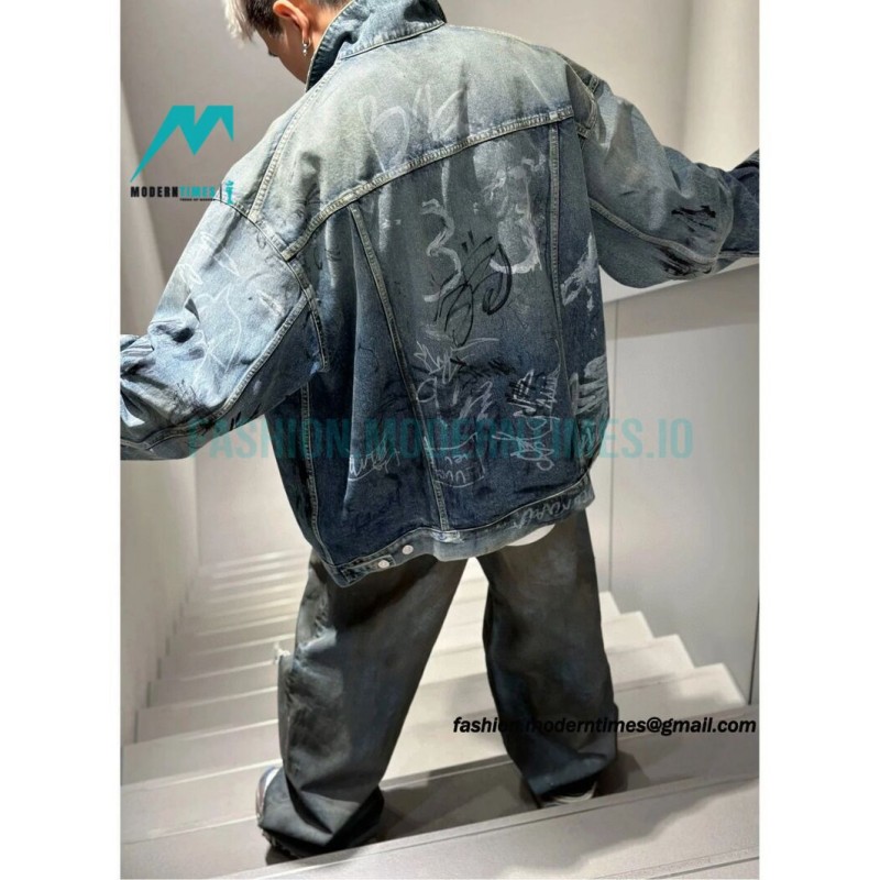 Balenciaga - 23FW Heavy Hand Painted Denim Jacket