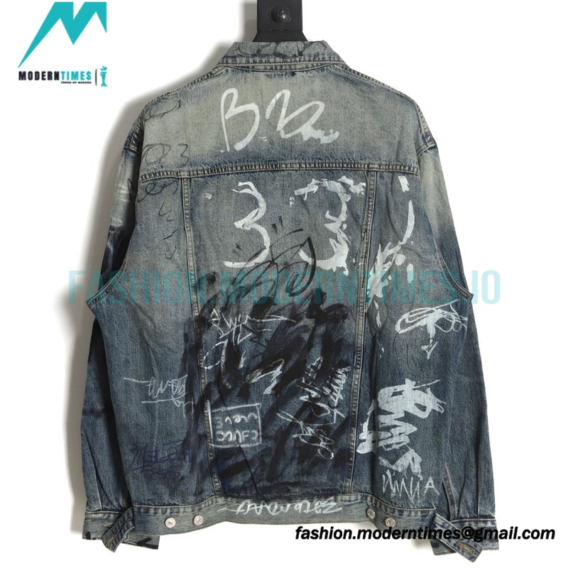 Balenciaga - 23FW Heavy Hand Painted Denim Jacket