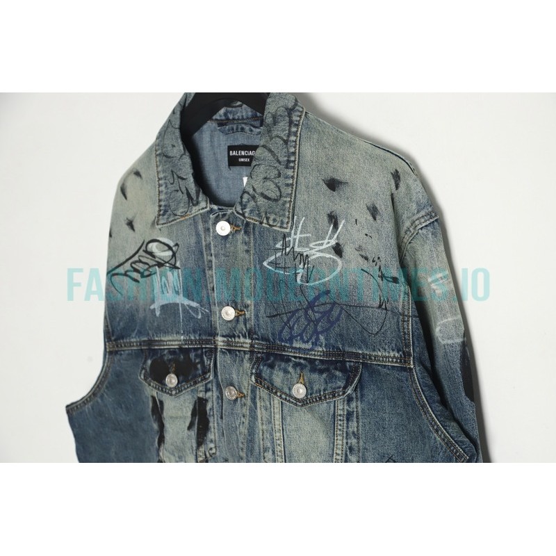 Balenciaga - 23FW Heavy Hand Painted Denim Jacket