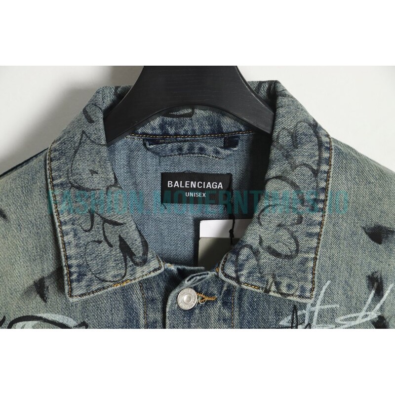 Balenciaga - 23FW Heavy Hand Painted Denim Jacket