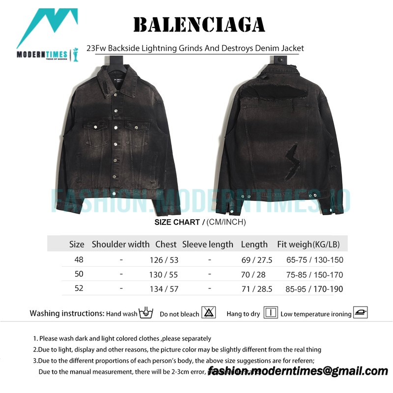 Balenciaga - 23Fw Backside Lightning Grinds And Destroys Denim Jacket