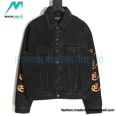 Balenciaga - 23SS New Mud Dyed Sanskrit Destruction Denim Jacket