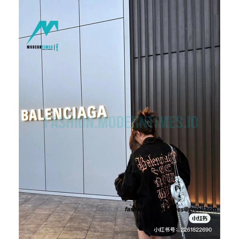 Balenciaga - 23SS New Mud Dyed Sanskrit Destruction Denim Jacket