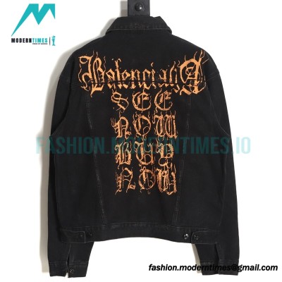 Balenciaga - 23SS New Mud Dyed Sanskrit Destruction Denim Jacket