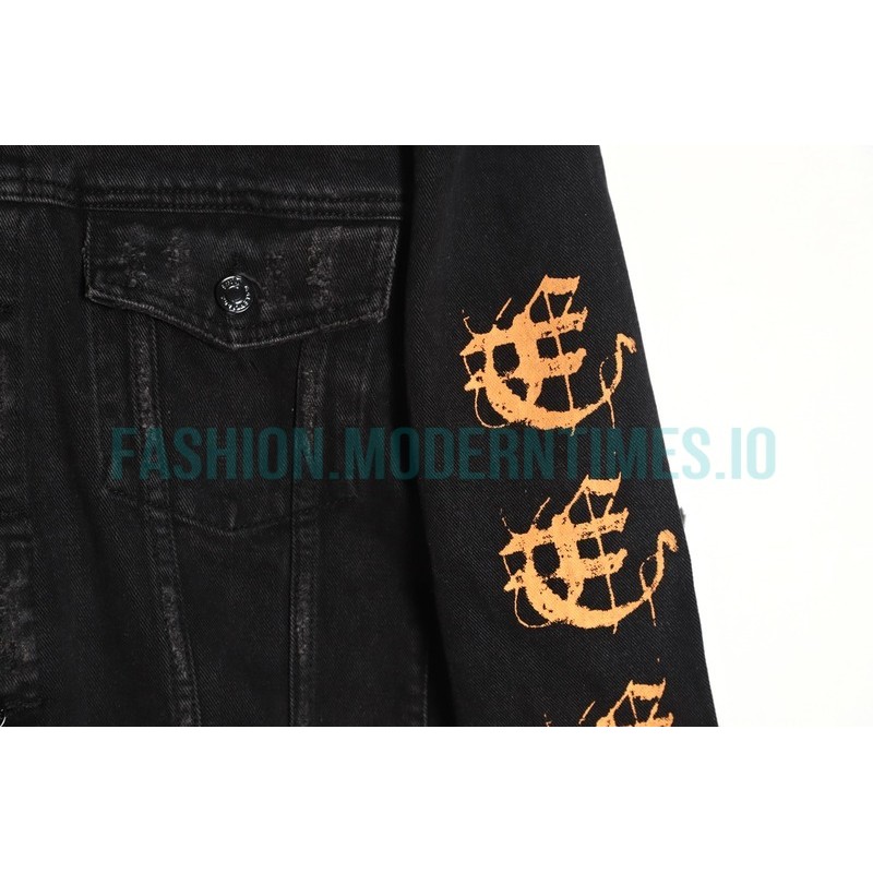 Balenciaga - 23SS New Mud Dyed Sanskrit Destruction Denim Jacket