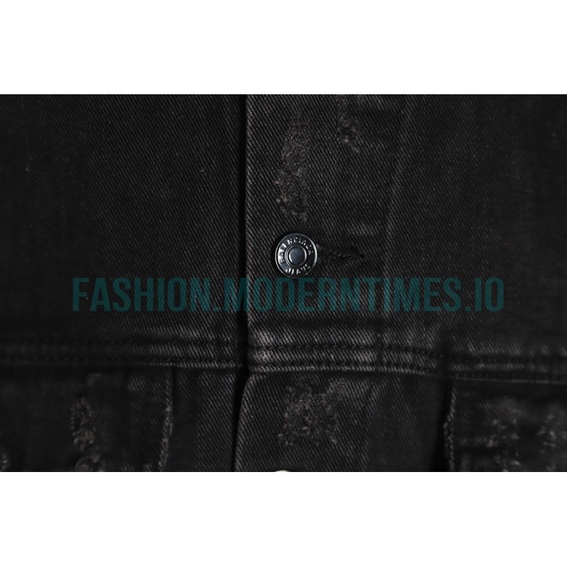 Balenciaga - 23SS New Mud Dyed Sanskrit Destruction Denim Jacket