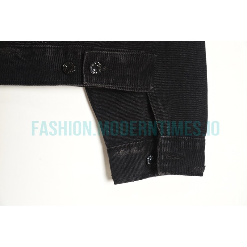Balenciaga - 23SS New Mud Dyed Sanskrit Destruction Denim Jacket