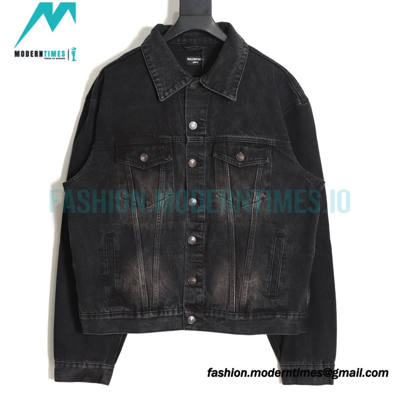 Balenciaga - 23ss Double B Hand-painted Graffiti Print Denim Coat