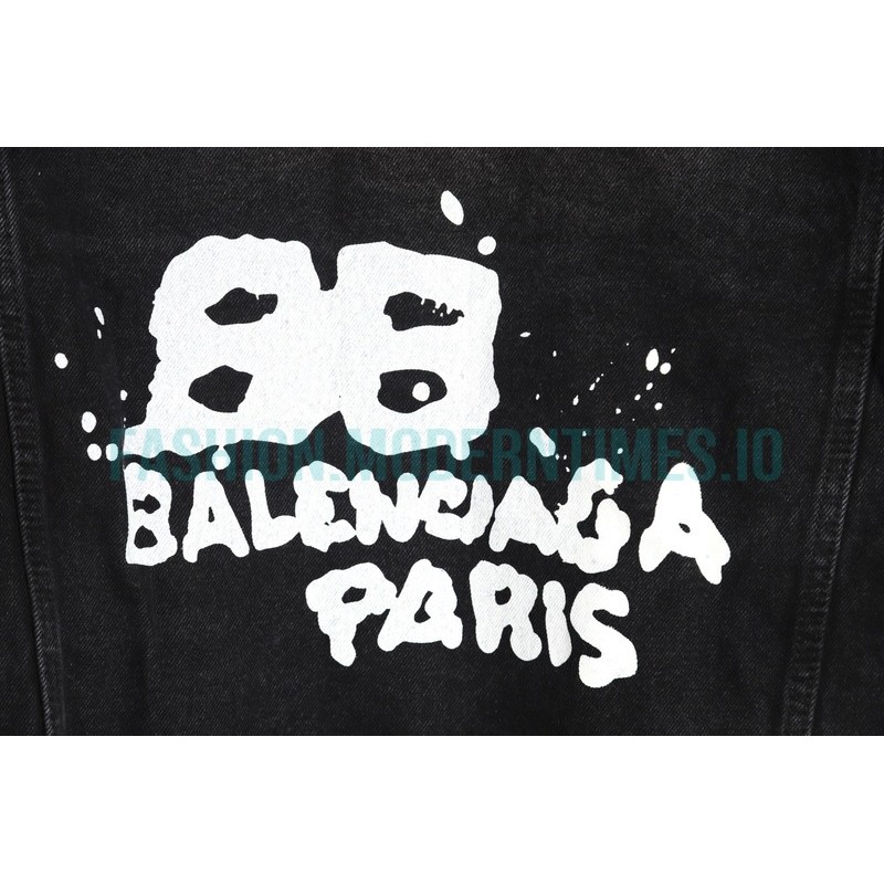Balenciaga - 23ss Double B Hand-painted Graffiti Print Denim Coat