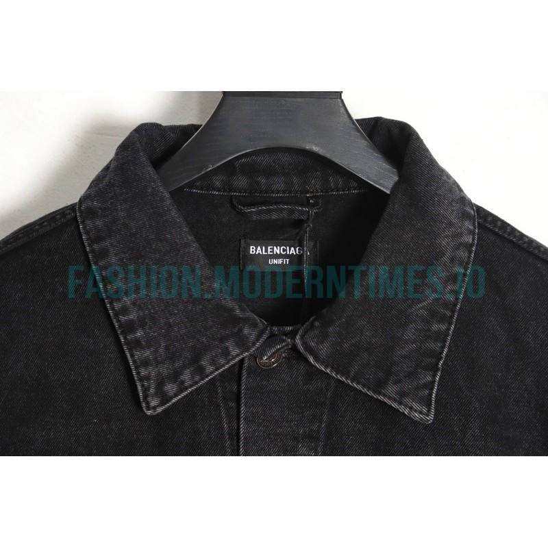 Balenciaga - 23ss Double B Hand-painted Graffiti Print Denim Coat