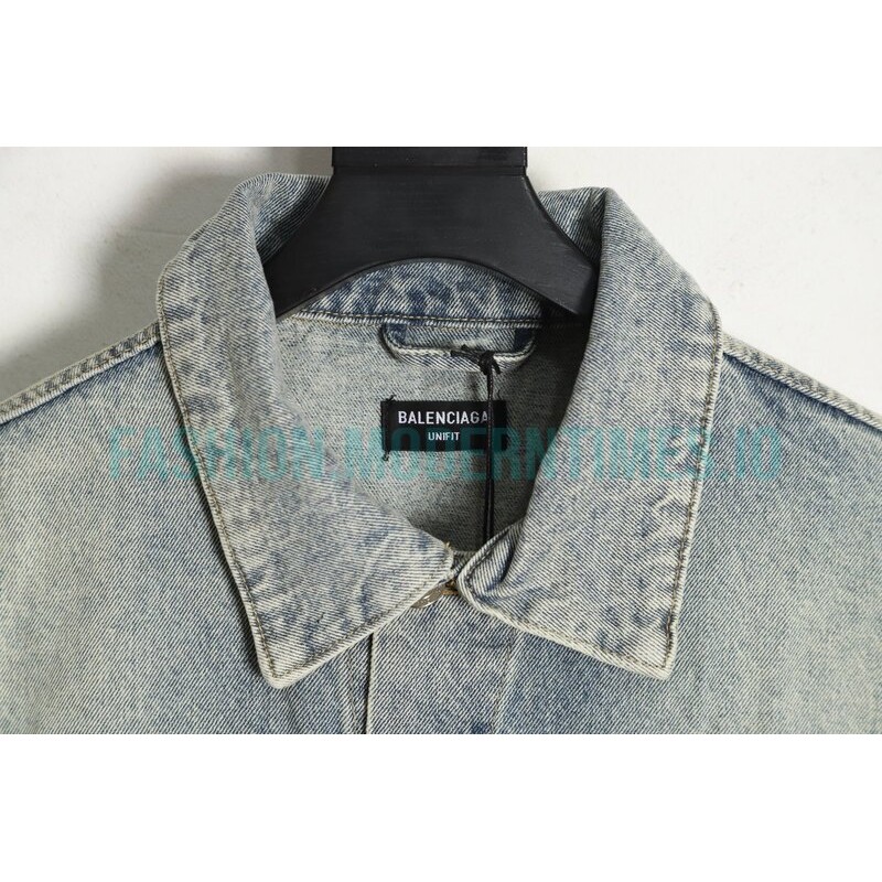 Balenciaga - 23ss Double B Hand-painted Graffiti Print Denim Coat