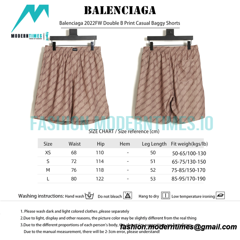 Balenciaga - 2022FW Double B Print Casual Baggy Shorts Pants