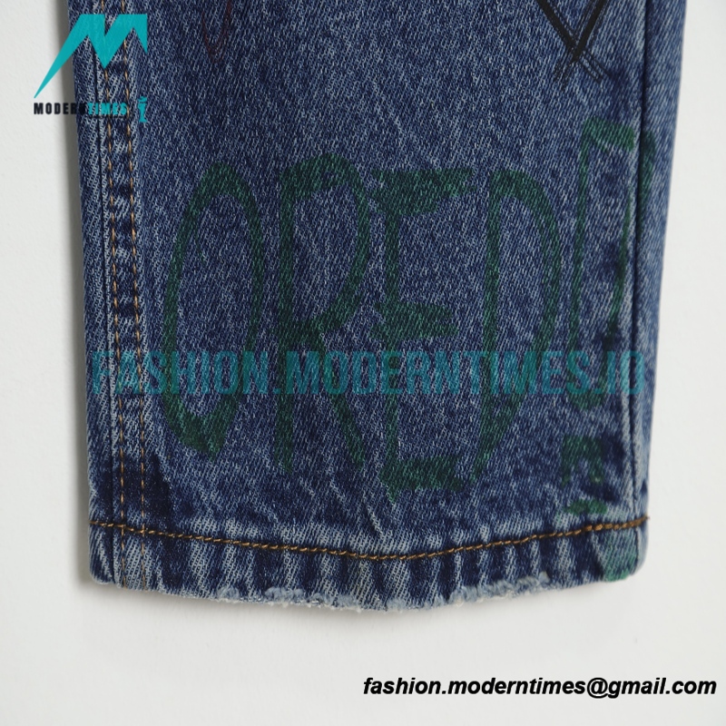 Balenciaga - Vintage Graffiti Ripped Denim Pants
