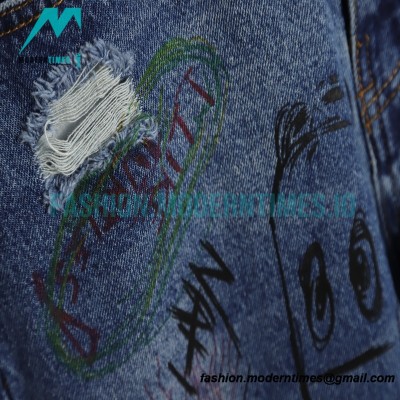 Balenciaga - Vintage Graffiti Ripped Denim Pants