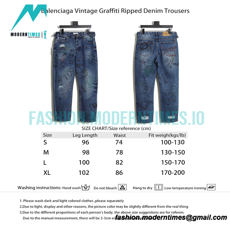 Balenciaga - Vintage Graffiti Ripped Denim Pants