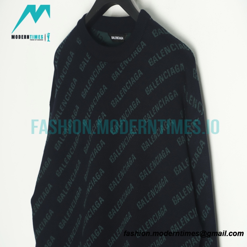 Balenciaga - 22FW Small Letter Bullet Jacquard Crewneck Sweater