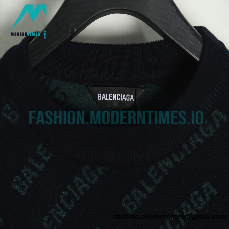 Balenciaga - 22FW Small Letter Bullet Jacquard Crewneck Sweater