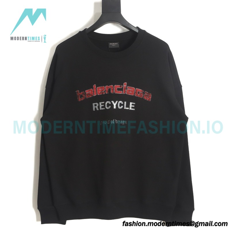 Balenciaga - Recycle Drill Letter Mottled Printed Crew-neck Sweatshirt