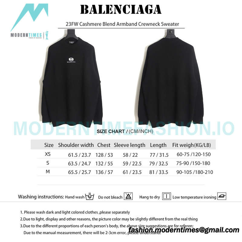 Balenciaga - 23FW Cashmere Blend Armband Crewneck Sweater