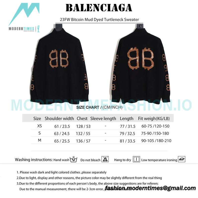 Balenciaga - 23FW Bitcoin Mud Dyed Turtleneck Sweater