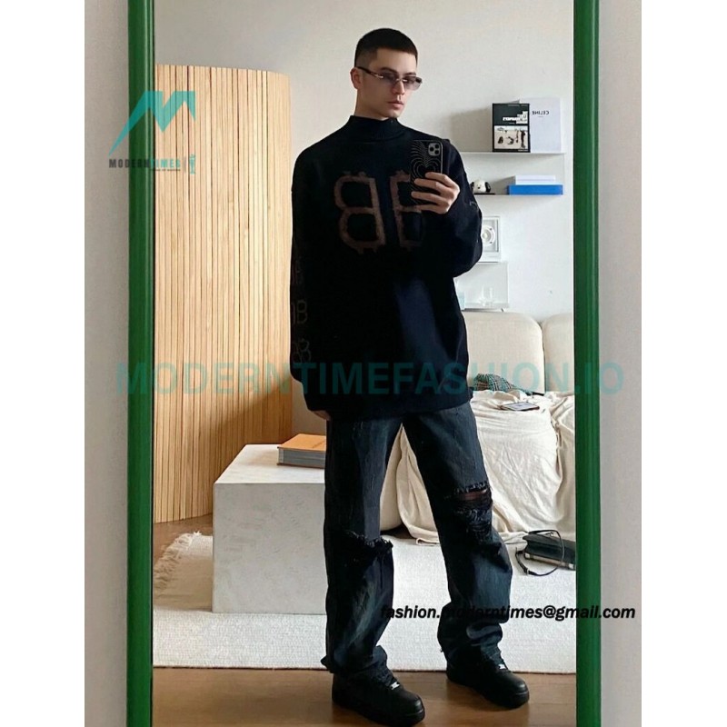 Balenciaga - 23FW Bitcoin Mud Dyed Turtleneck Sweater