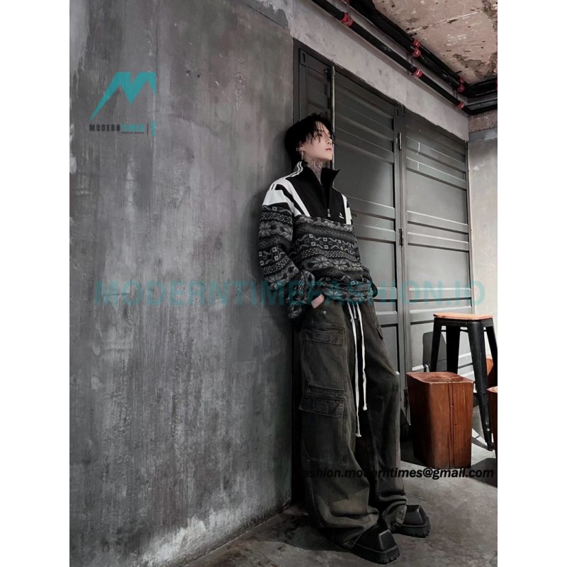 Balenciaga - 23FW Wool Blend Patchwork Hardshell Sweater
