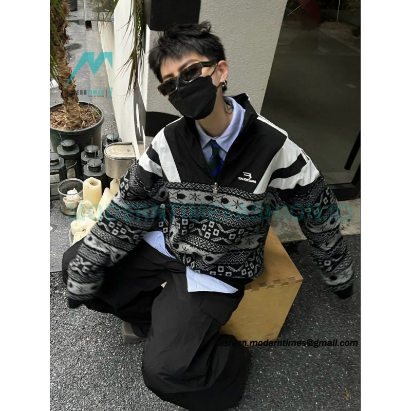 Balenciaga - 23FW Wool Blend Patchwork Hardshell Sweater