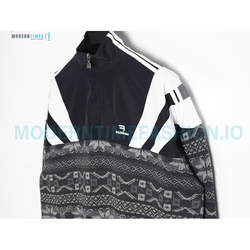 Balenciaga - 23FW Wool Blend Patchwork Hardshell Sweater