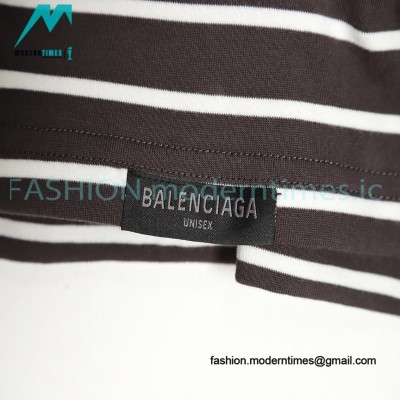 Balenciaga - Striped Silicone With Small Short Sleeve T-shirt