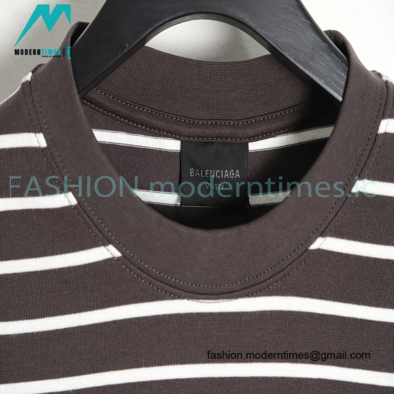 Balenciaga - Striped Silicone With Small Short Sleeve T-shirt