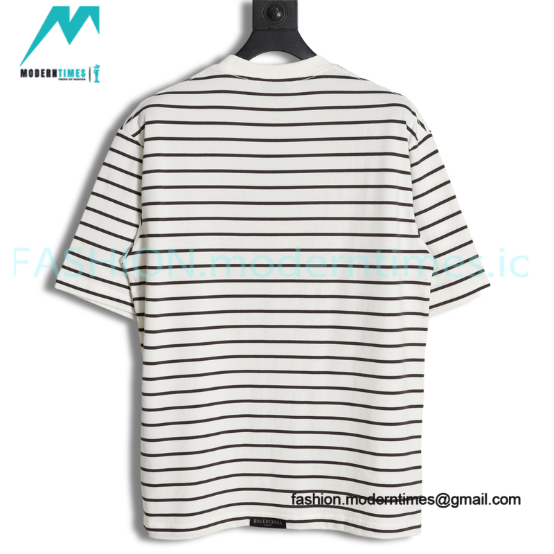 Balenciaga - Striped Silicone With Small Short Sleeve T-shirt